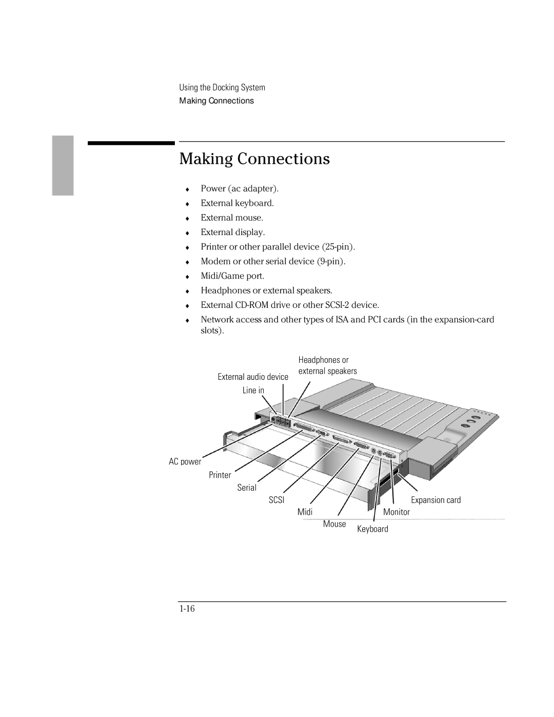 HP Docking System manual Making Connections 