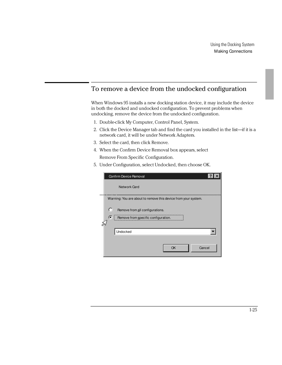 HP Docking System manual To remove a device from the undocked configuration, Confirm Device Removal 