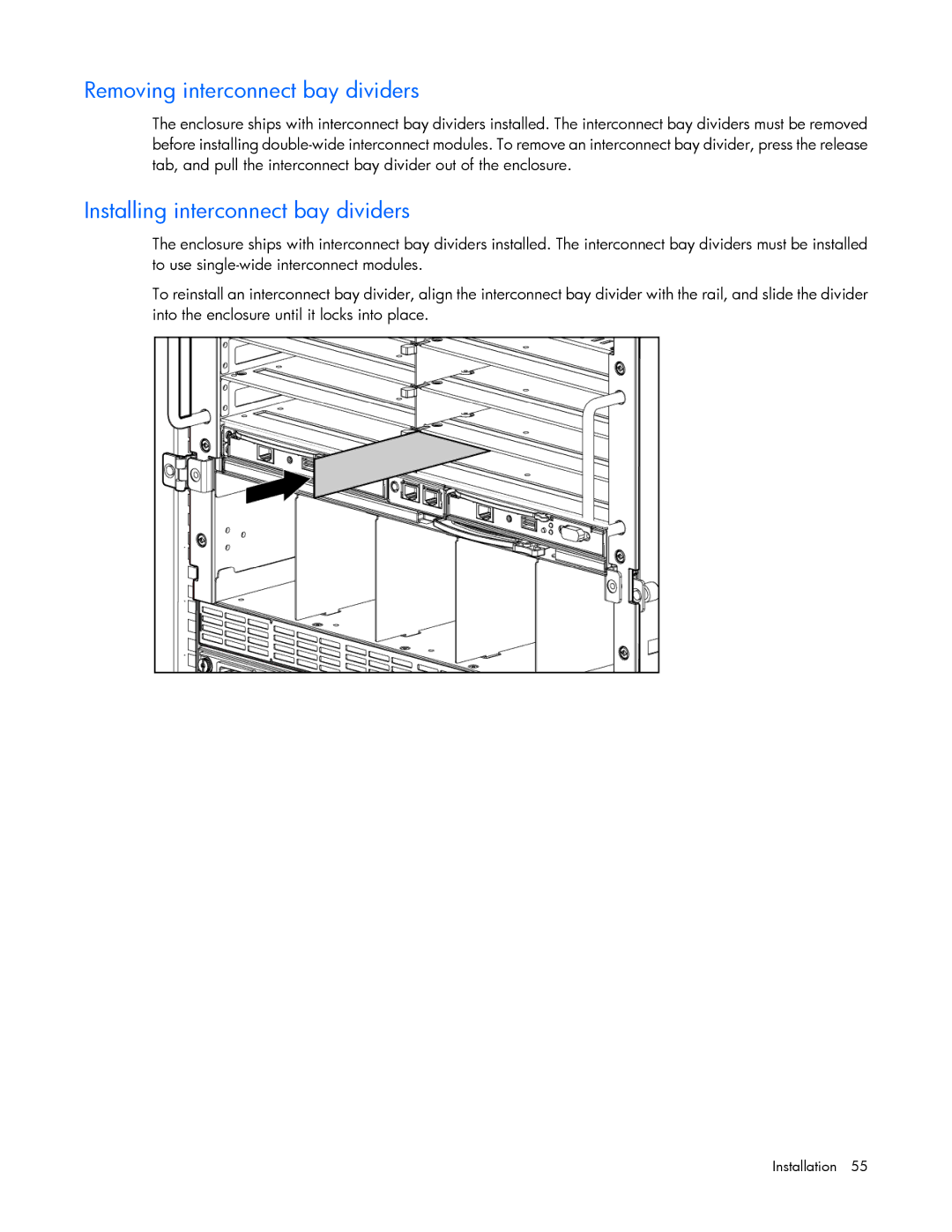 HP Doll c7000 manual Removing interconnect bay dividers 