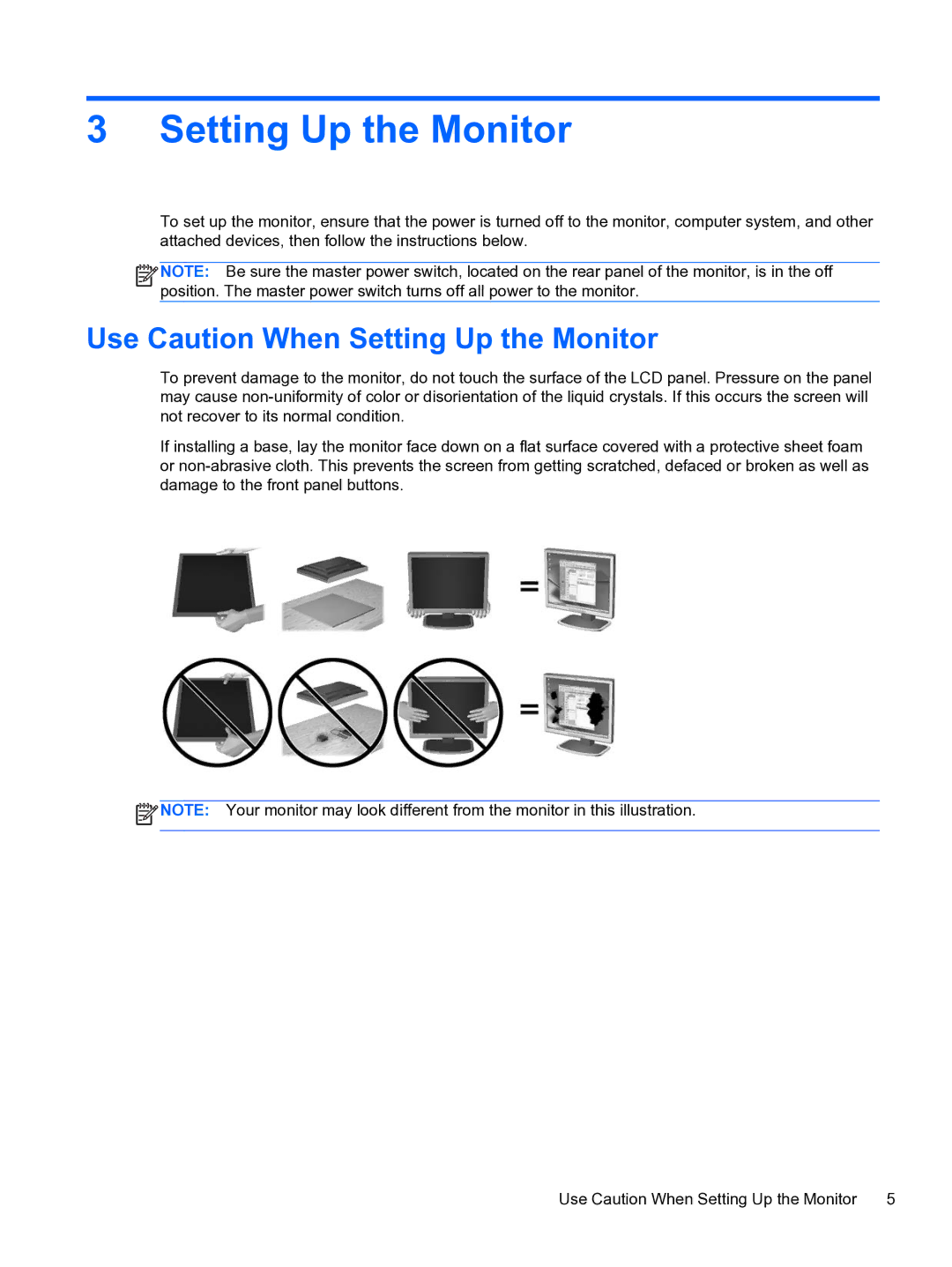 HP DreamColor Z27x Professional Display manual Use Caution When Setting Up the Monitor 