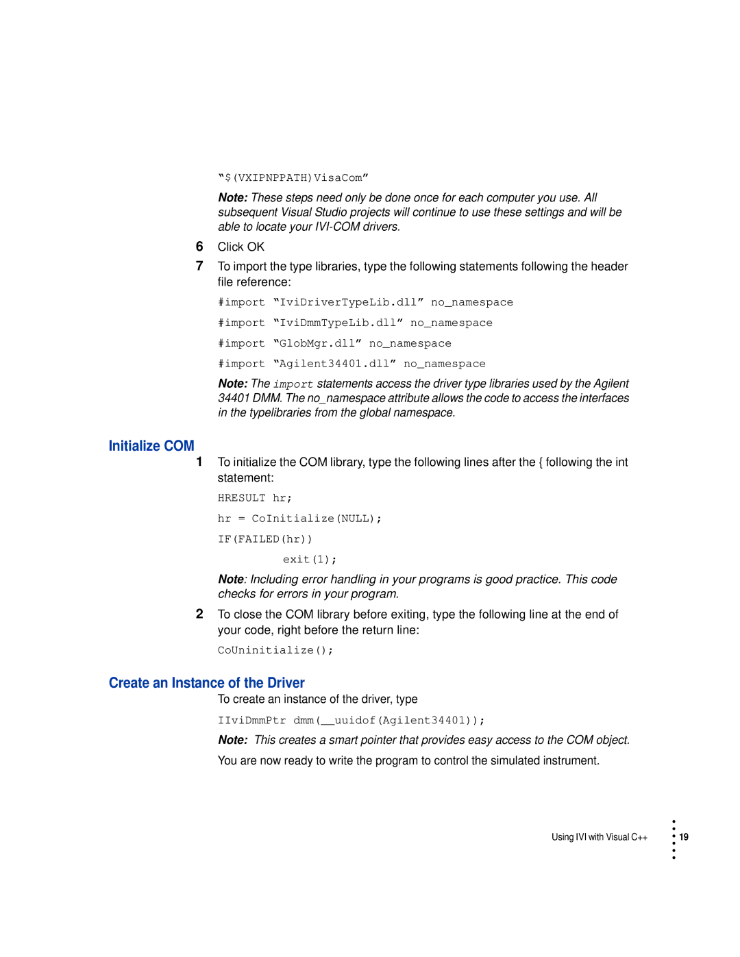 HP Drive manual Using IVI with Visual C++ 