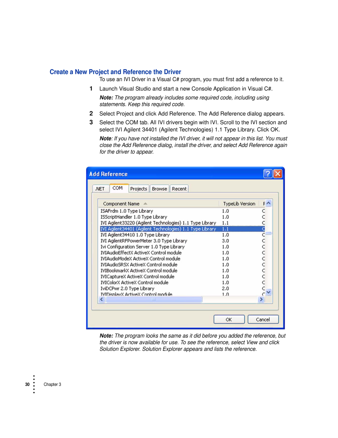 HP manual Create a New Project and Reference the Driver 