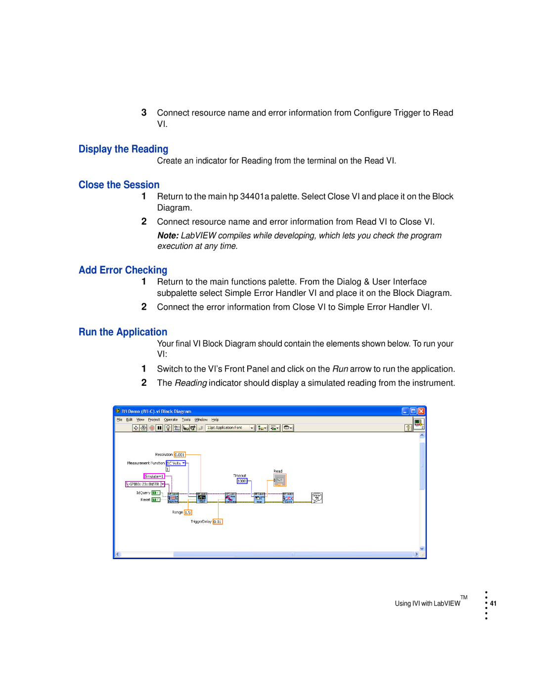 HP Drive manual Display the Reading, Add Error Checking, Run the Application 