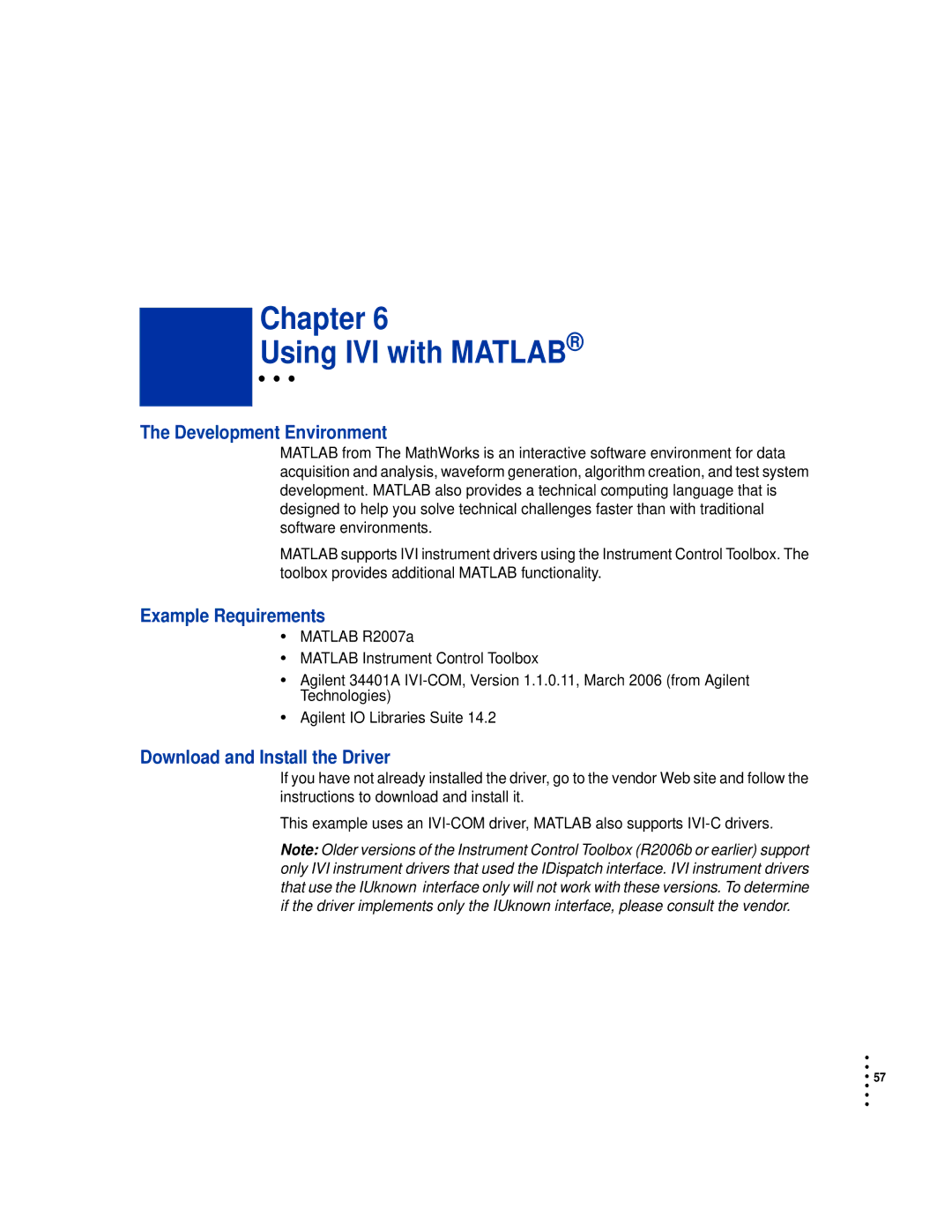 HP Drive manual Chapter Using IVI with Matlab, Development Environment 