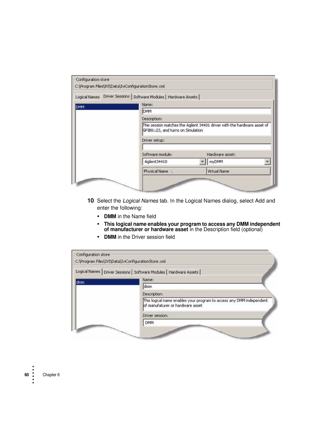 HP manual DMM in the Driver session field 