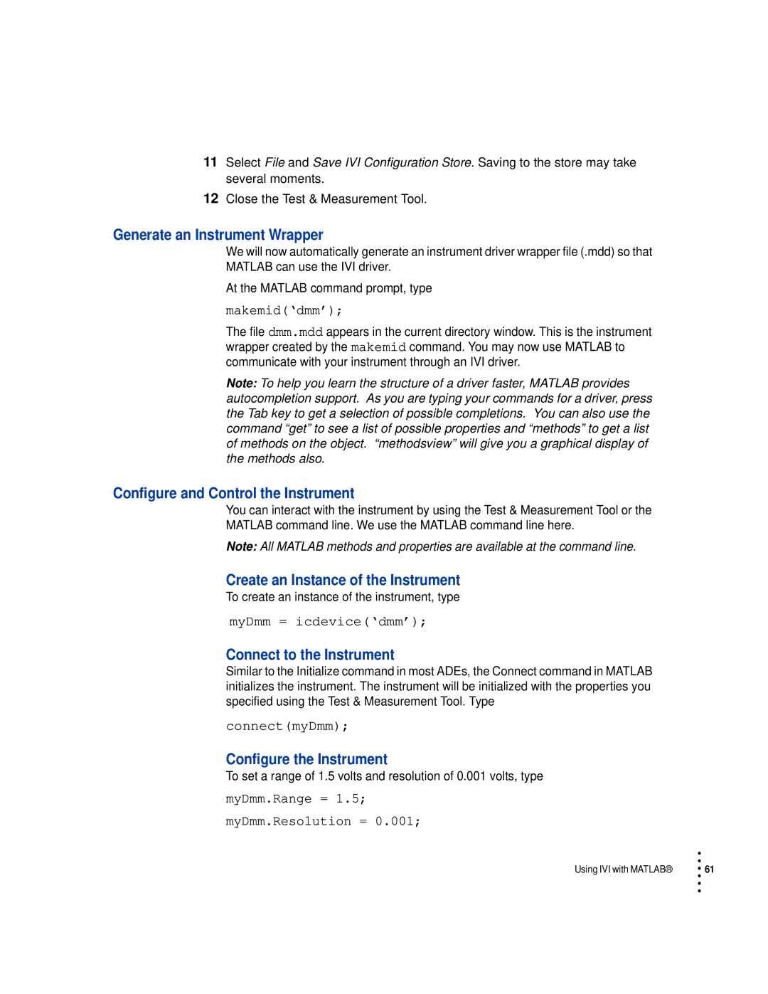 HP Drive manual Generate an Instrument Wrapper, Configure and Control the Instrument, Create an Instance of the Instrument 