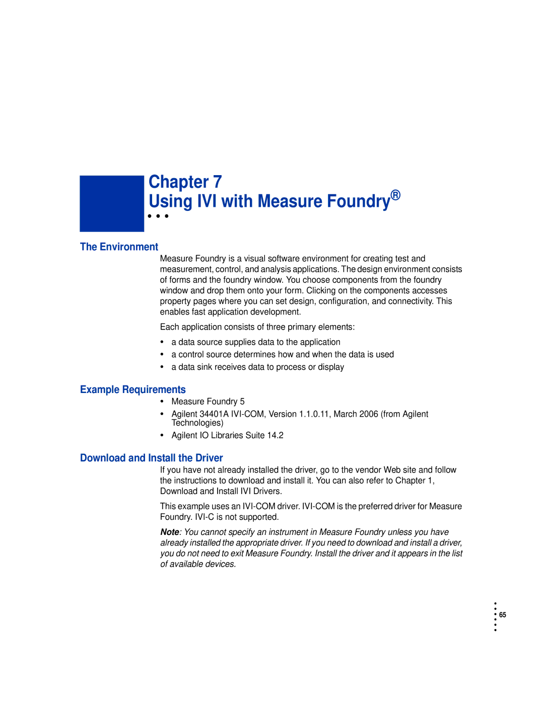 HP Drive manual Chapter Using IVI with Measure Foundry, Environment 