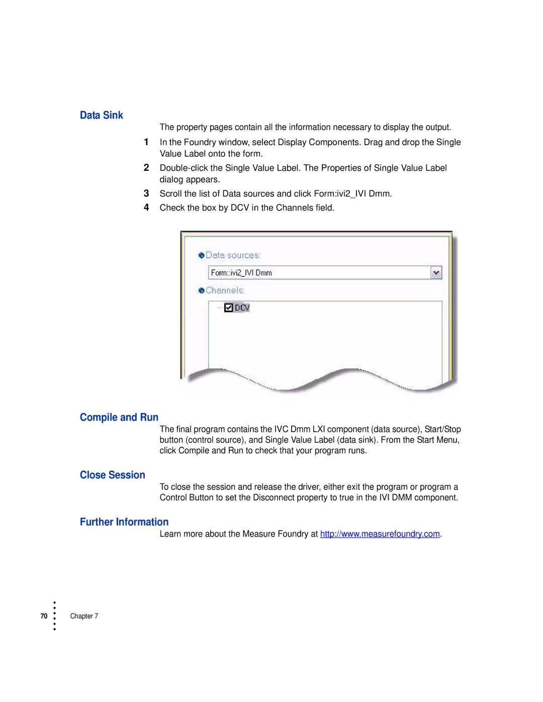 HP Drive manual Data Sink, Compile and Run, Close Session 