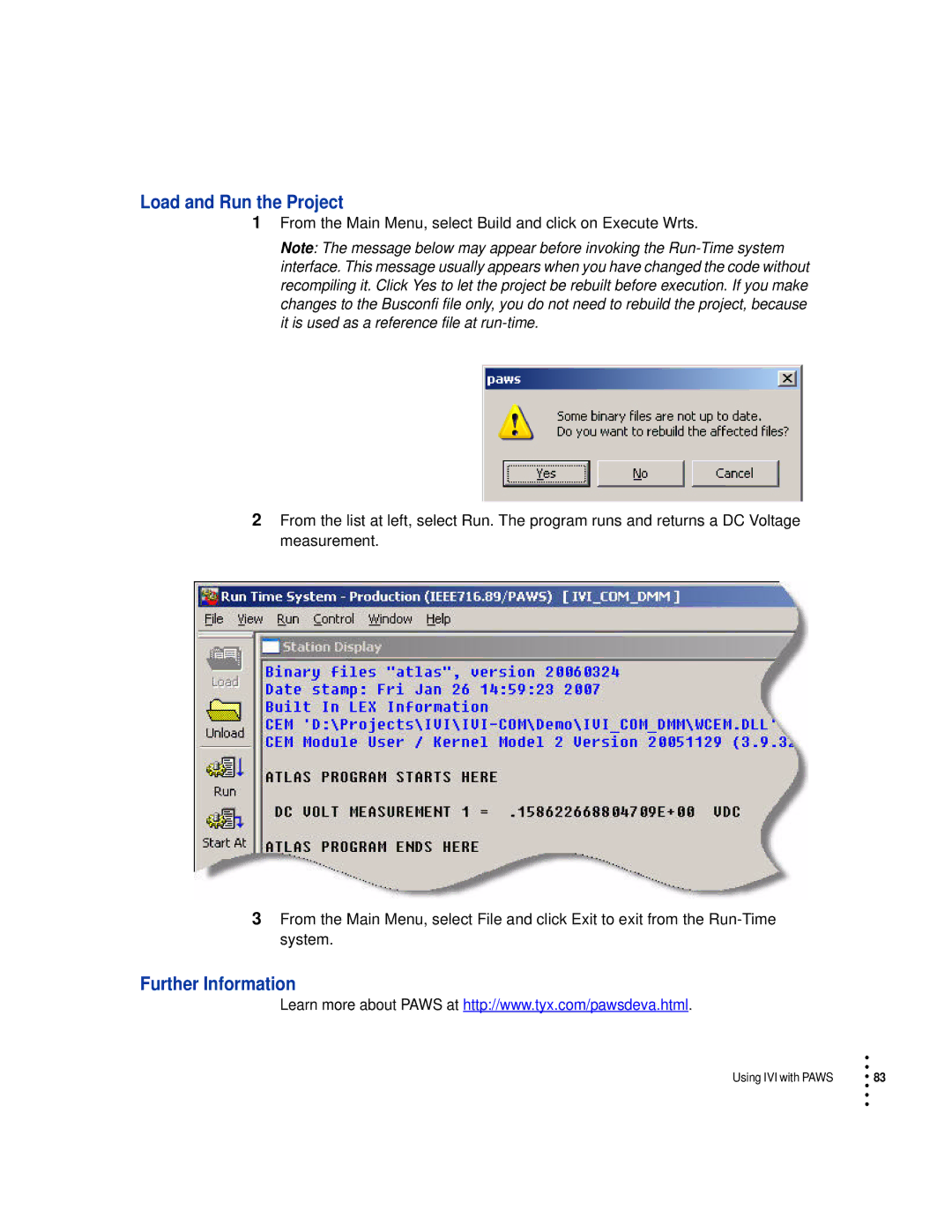 HP Drive manual Load and Run the Project, Further Information 