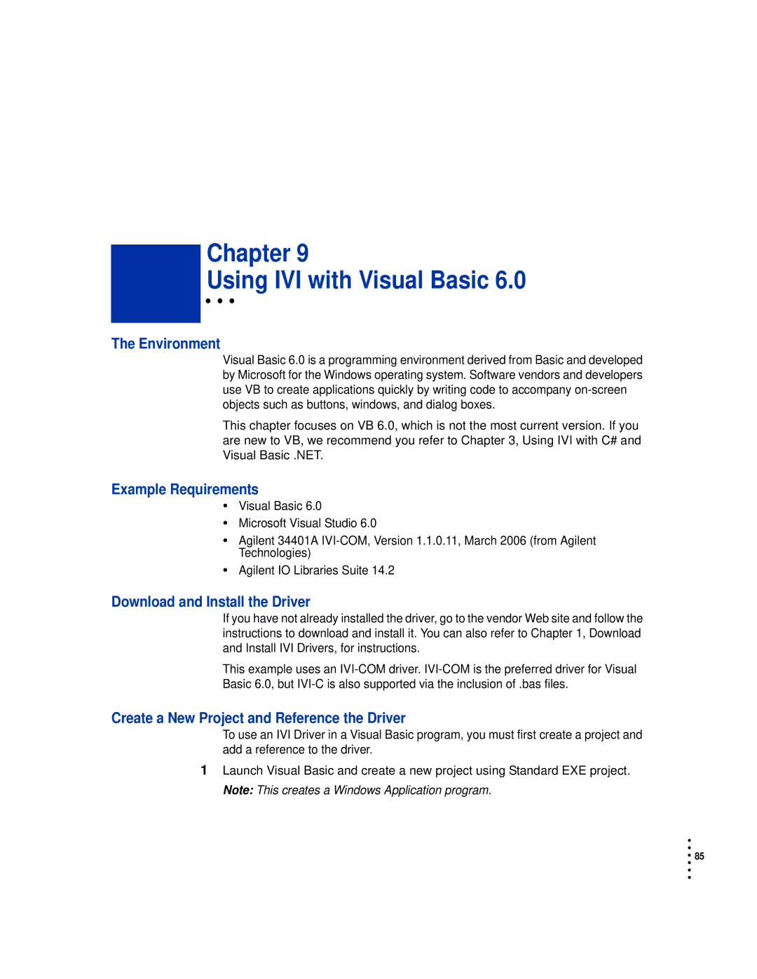 HP Drive manual Chapter Using IVI with Visual Basic, Environment 