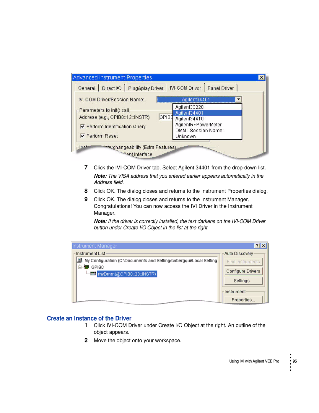 HP Drive manual Using IVI with Agilent VEE Pro 