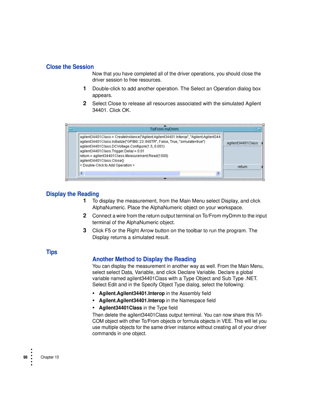 HP Drive manual Close the Session, Tips Another Method to Display the Reading 