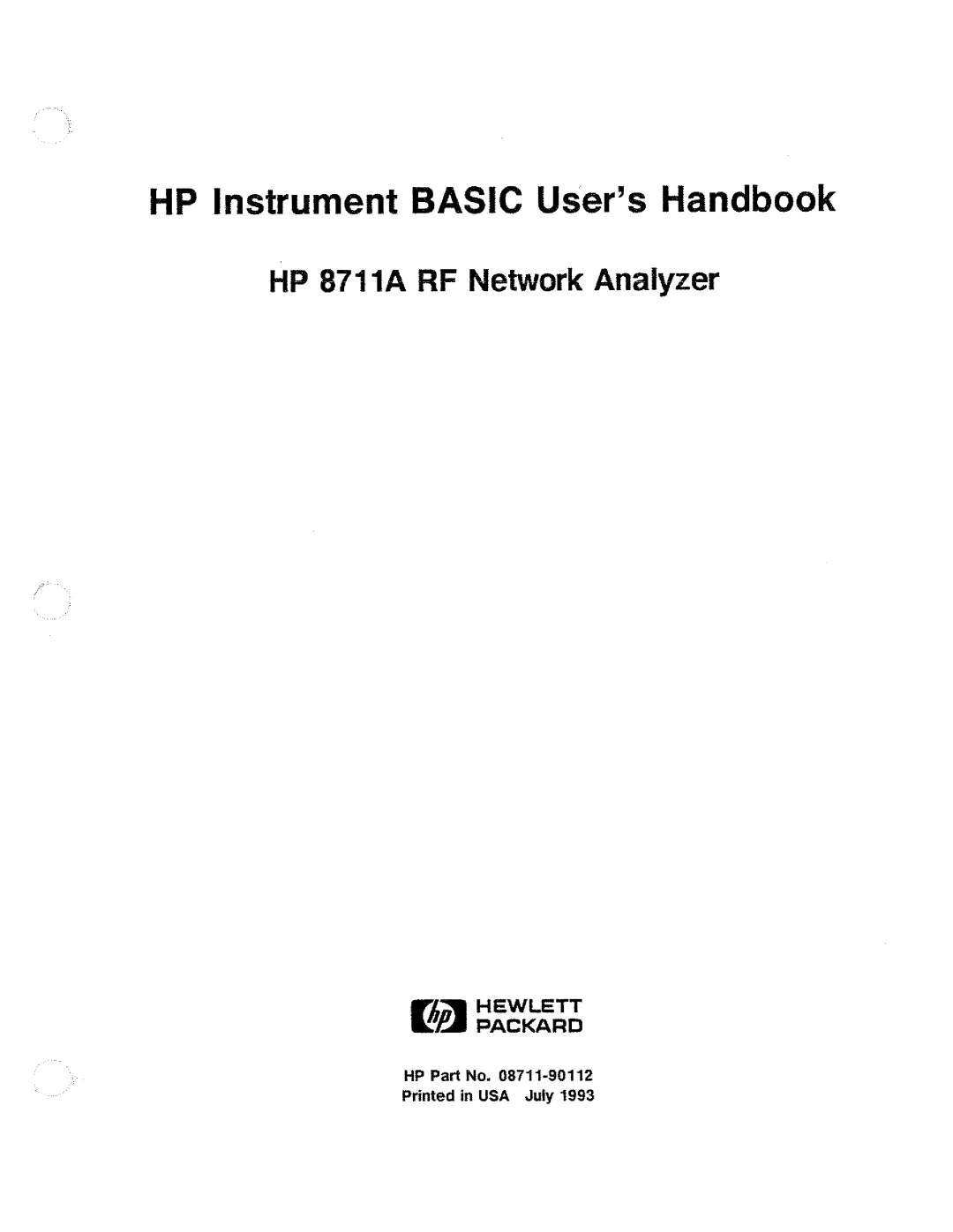 HP Drums 8711A RF manual 