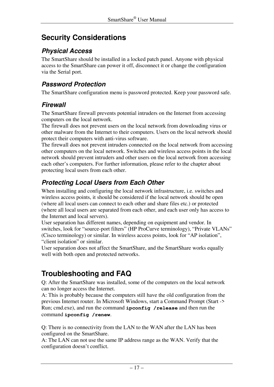 HP DT-50, RM-500, RM-200, DT-20, RM-100, DT-10 manual Security Considerations, Troubleshooting and FAQ 