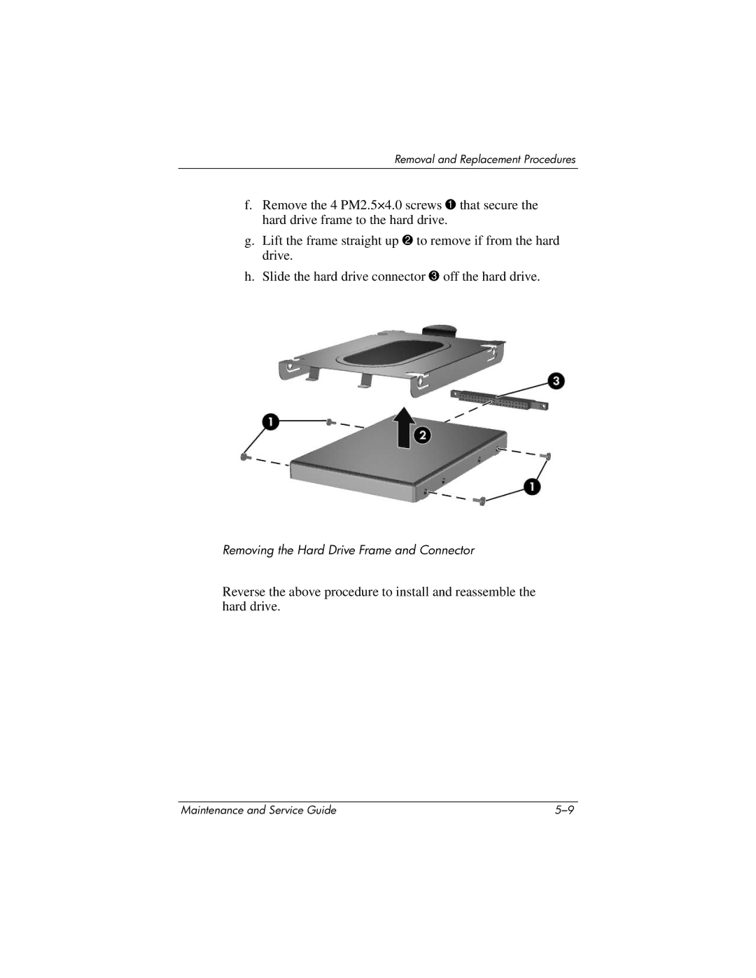 HP DV1000 nx4800 manual Removing the Hard Drive Frame and Connector 