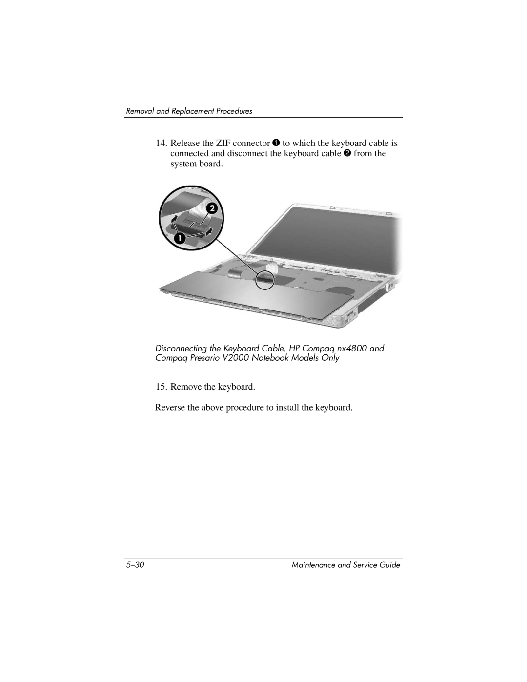 HP DV1000 nx4800 manual Removal and Replacement Procedures 