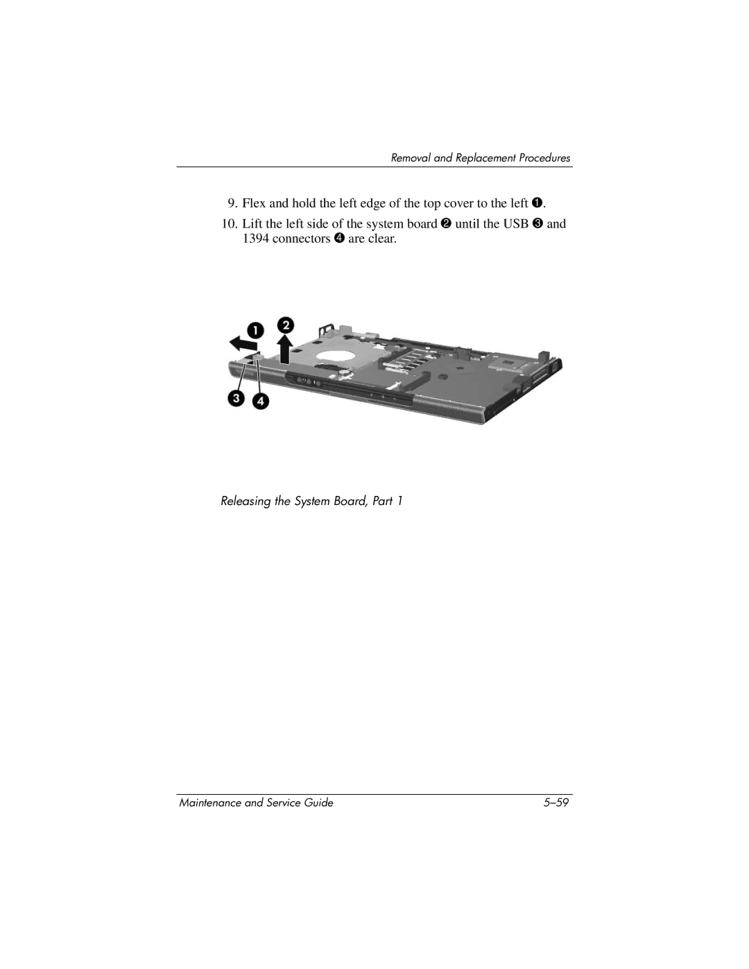 HP DV1000 nx4800 manual Releasing the System Board, Part 