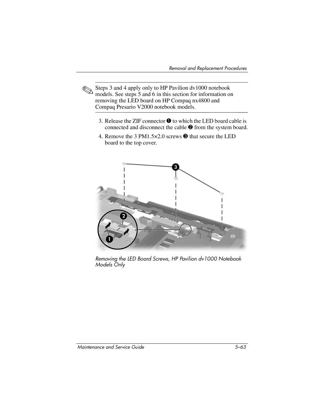 HP DV1000 nx4800 manual Removal and Replacement Procedures 