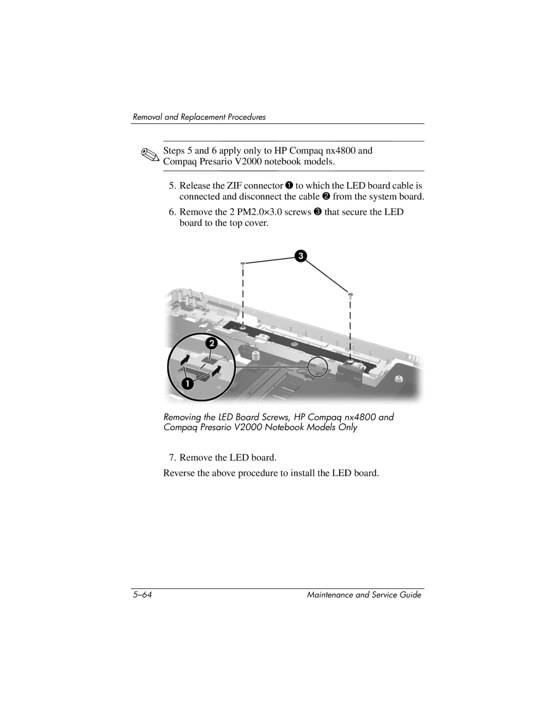 HP DV1000 nx4800 manual Removal and Replacement Procedures 