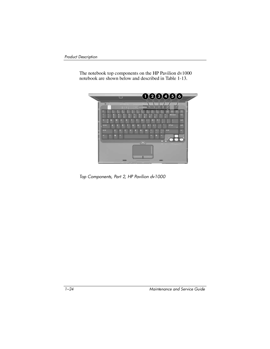 HP DV1000 nx4800 manual Top Components, Part 2, HP Pavilion dv1000 