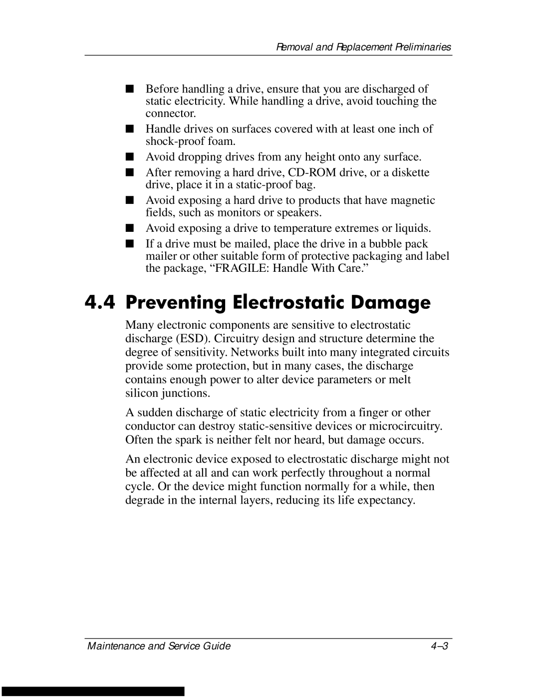 HP DV1270 manual Preventing Electrostatic Damage 