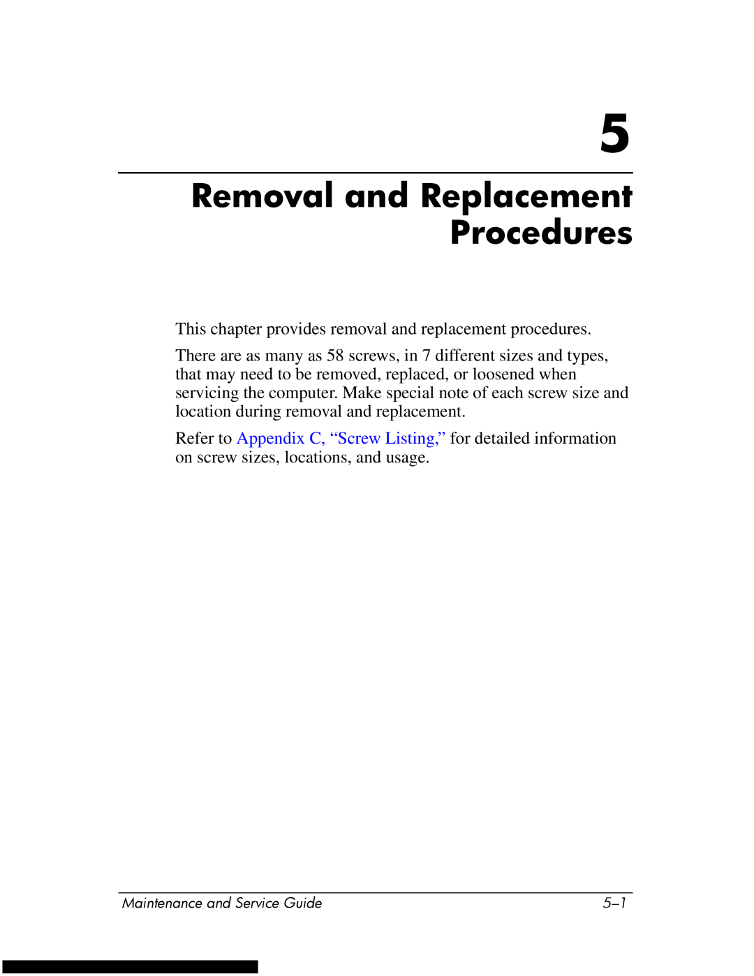 HP DV1270 manual Removal and Replacement Procedures 