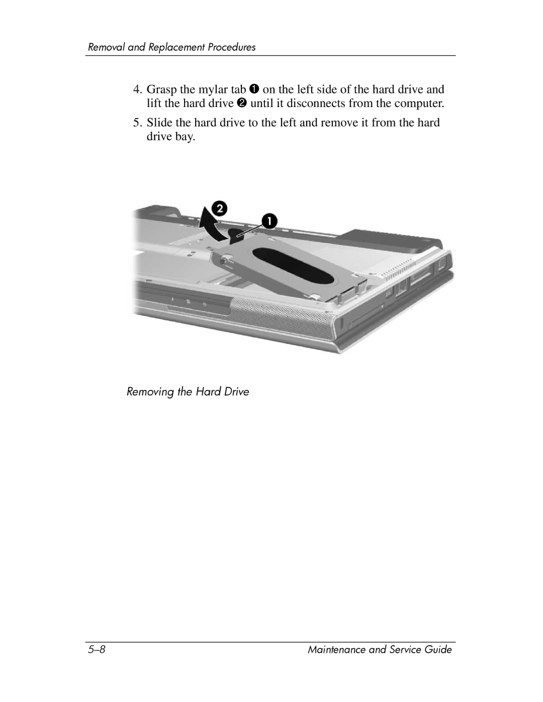 HP DV1270 manual Removing the Hard Drive 