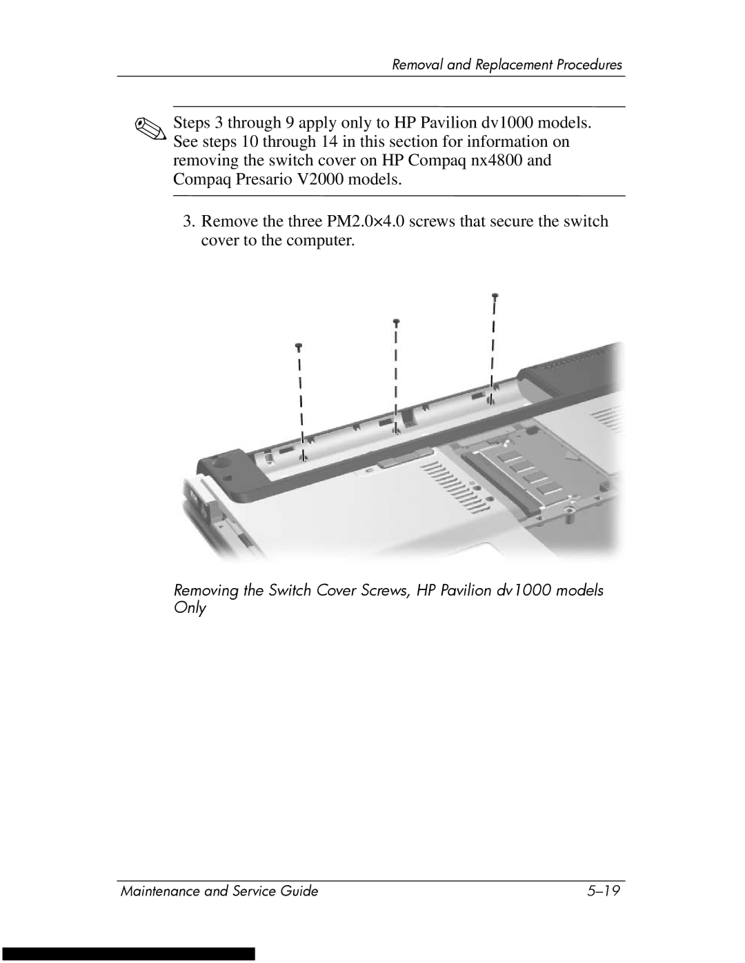 HP DV1270 manual Removal and Replacement Procedures 