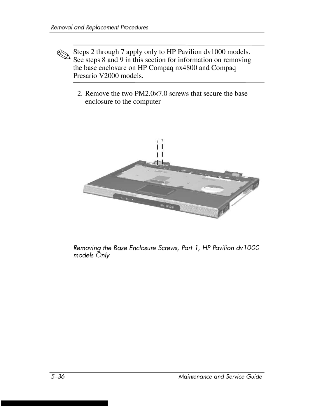 HP DV1270 manual Removal and Replacement Procedures 