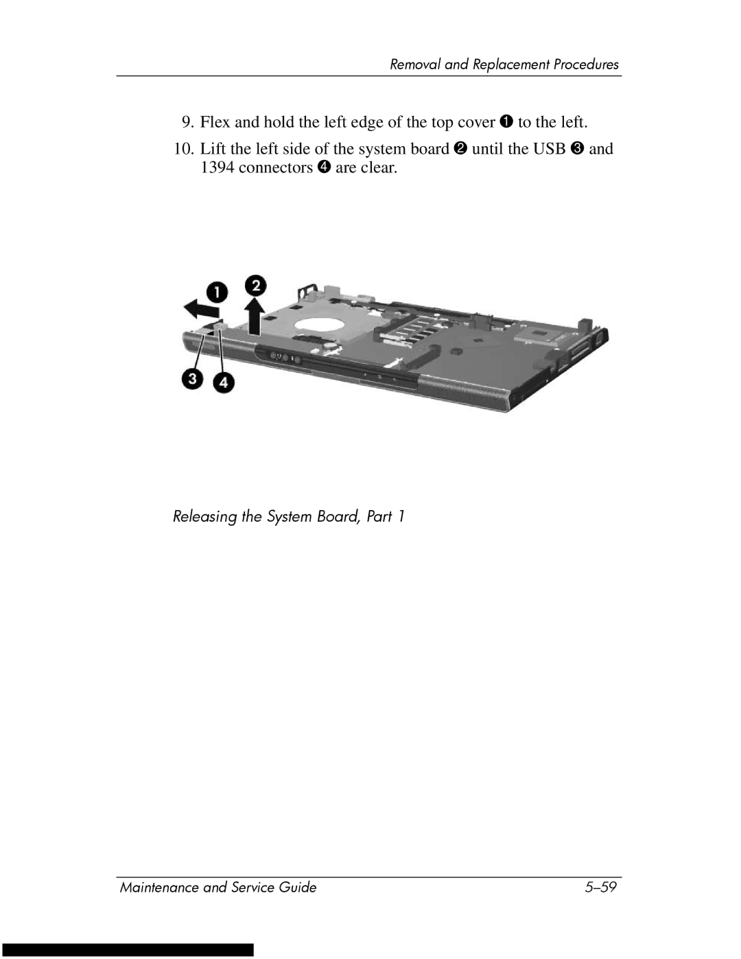 HP DV1270 manual Releasing the System Board, Part 