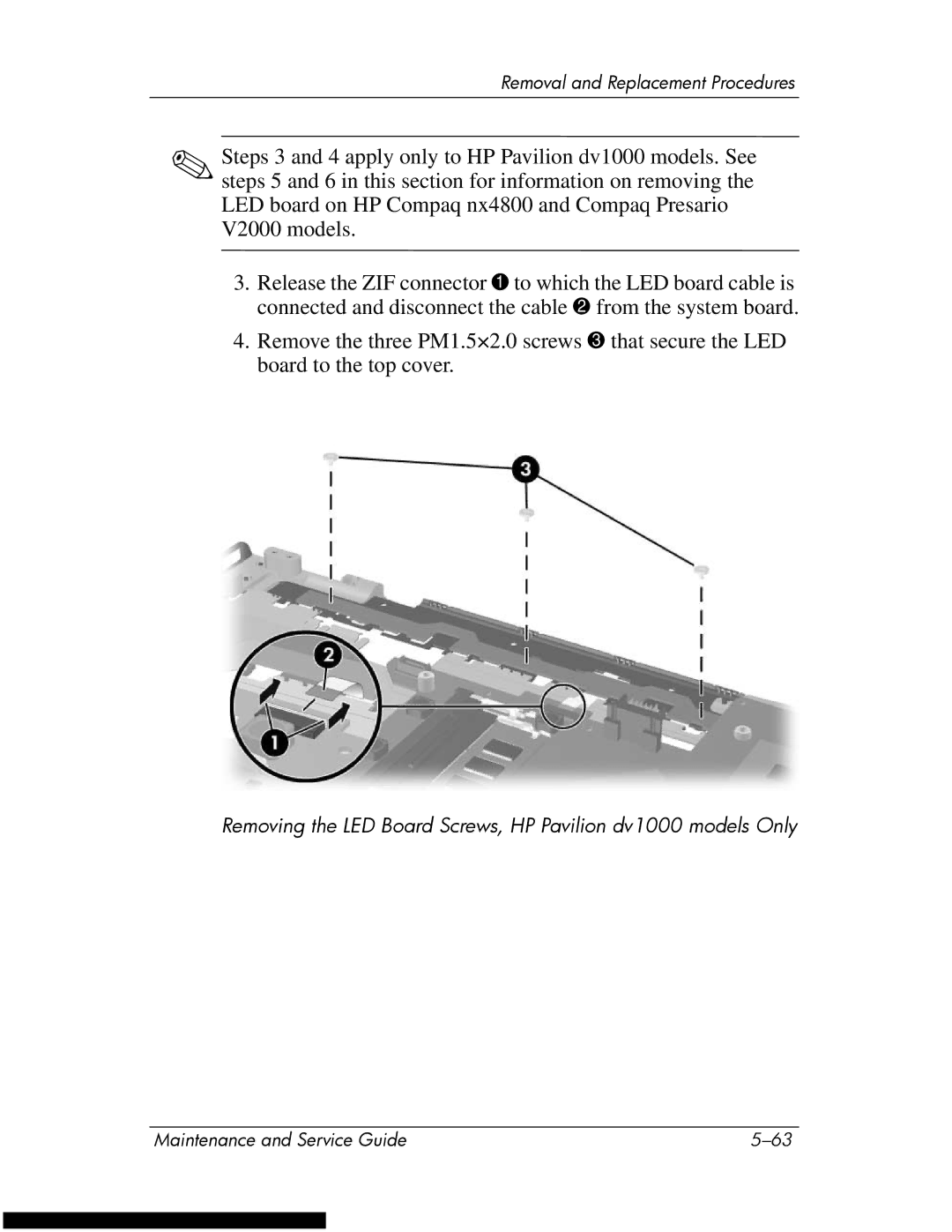 HP DV1270 manual Removal and Replacement Procedures 