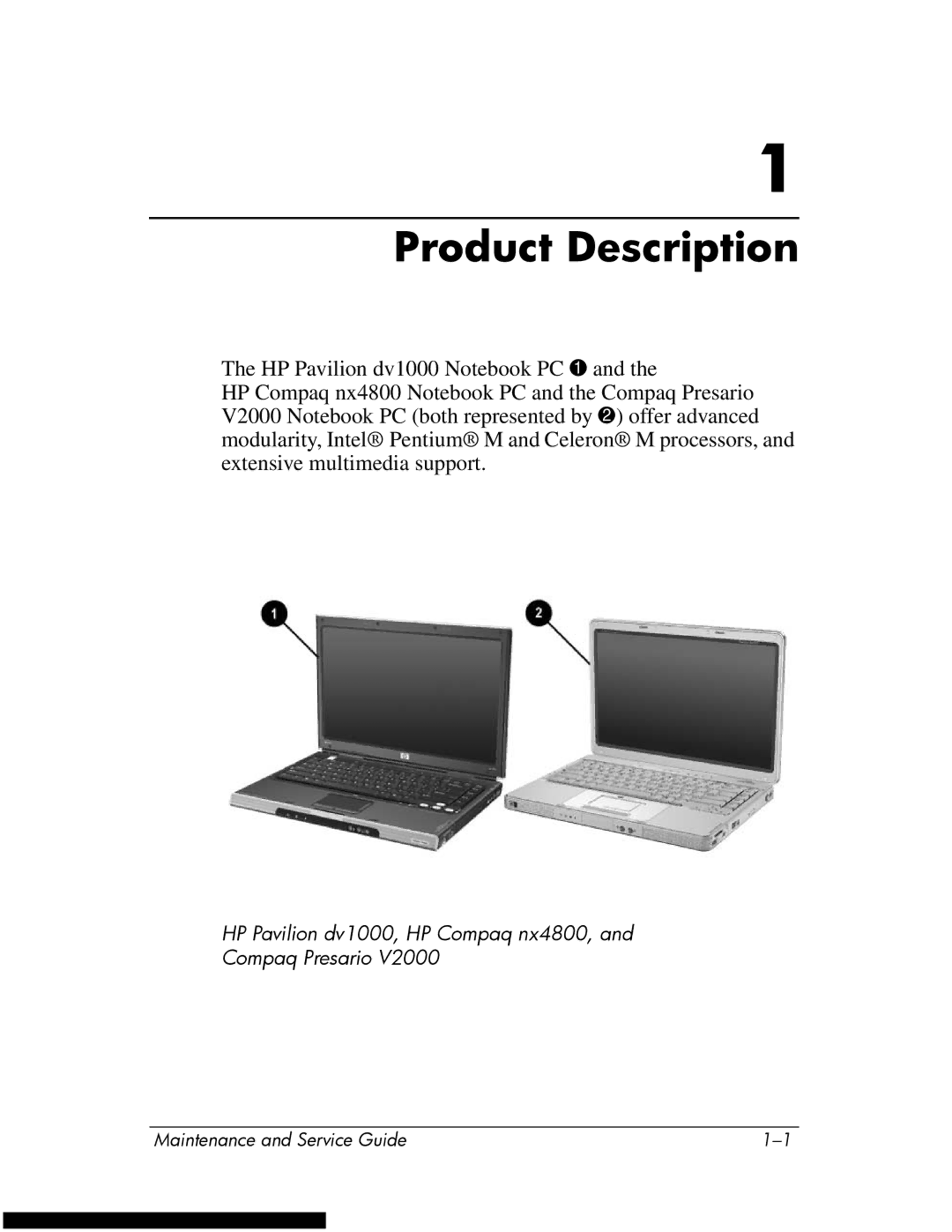 HP DV1270 manual Product Description 