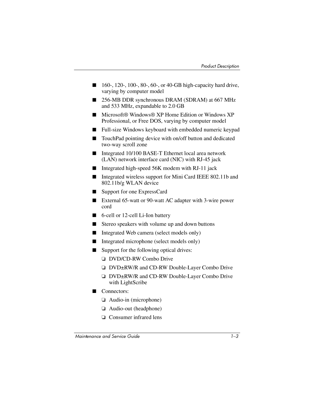 HP dv2000 dv2000 manual Product Description 