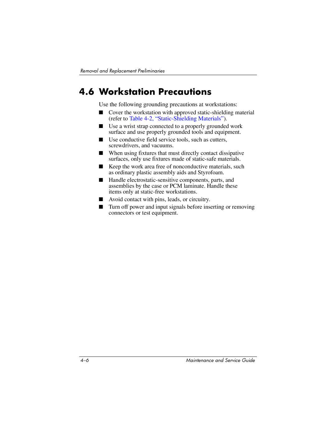 HP dv2000 dv2000 manual Workstation Precautions, Use the following grounding precautions at workstations 