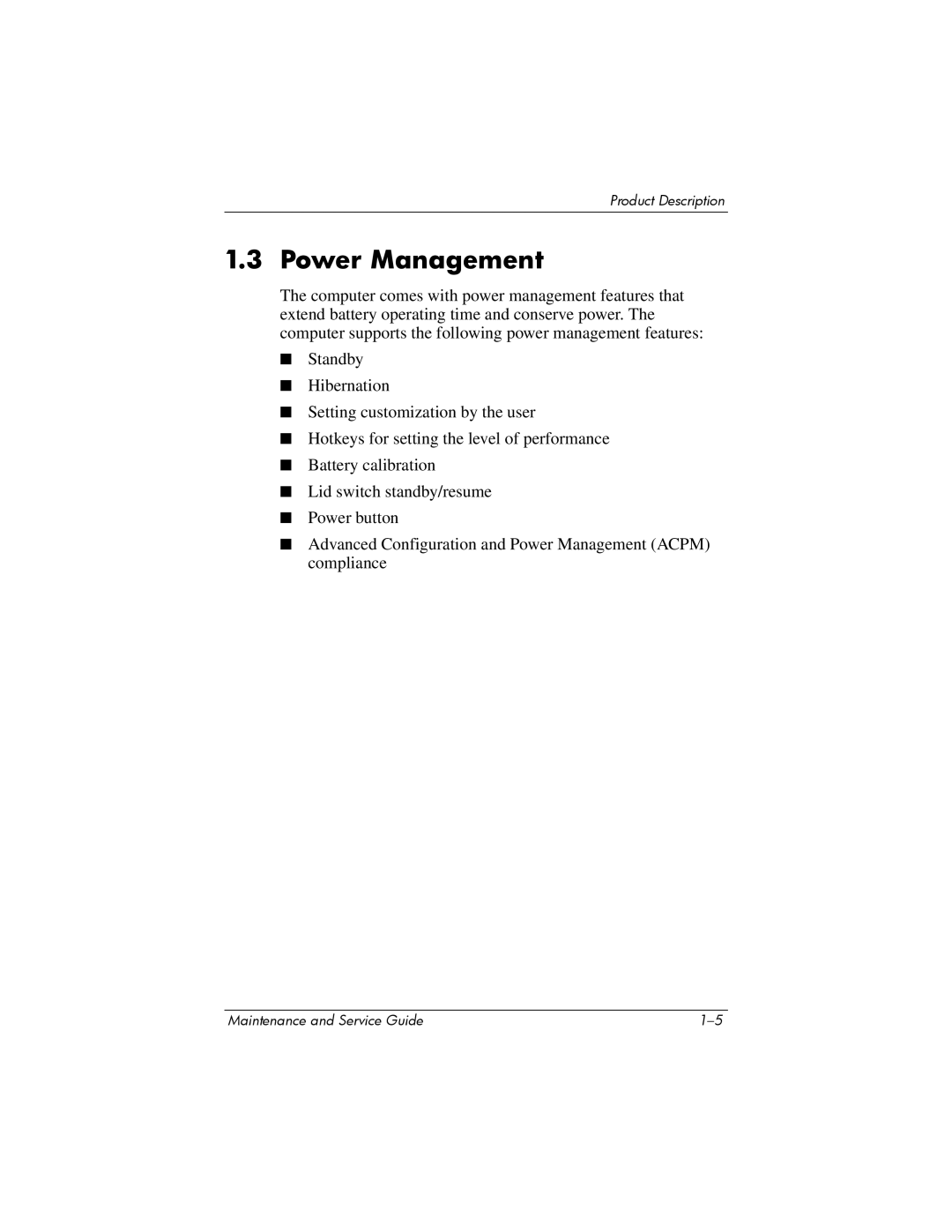 HP dv2000 dv2000 manual Power Management 