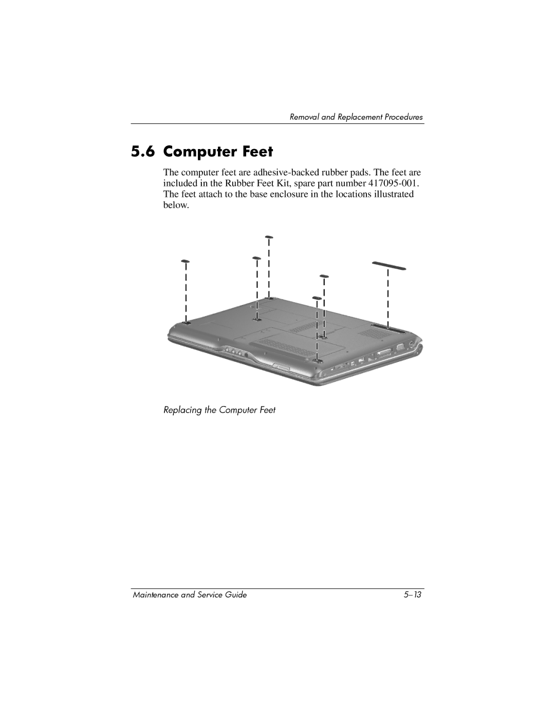 HP dv2000 dv2000 manual Computer Feet 