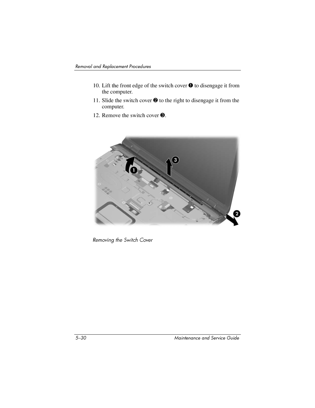 HP dv2000 dv2000 manual Removing the Switch Cover 