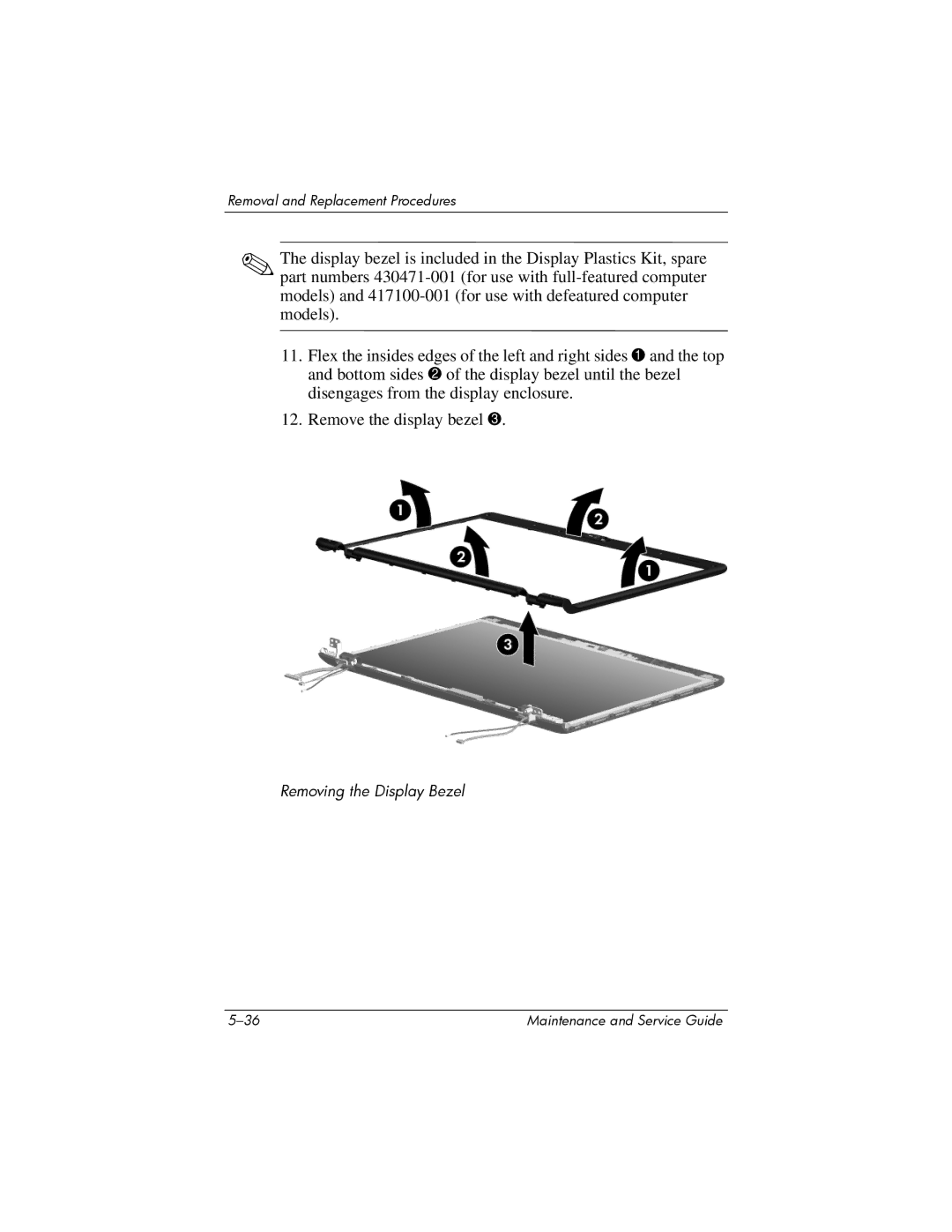 HP dv2000 dv2000 manual Removing the Display Bezel 