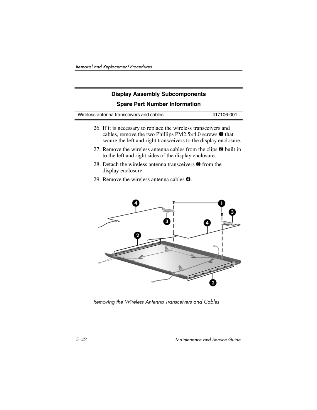 HP dv2000 dv2000 manual Removing the Wireless Antenna Transceivers and Cables 