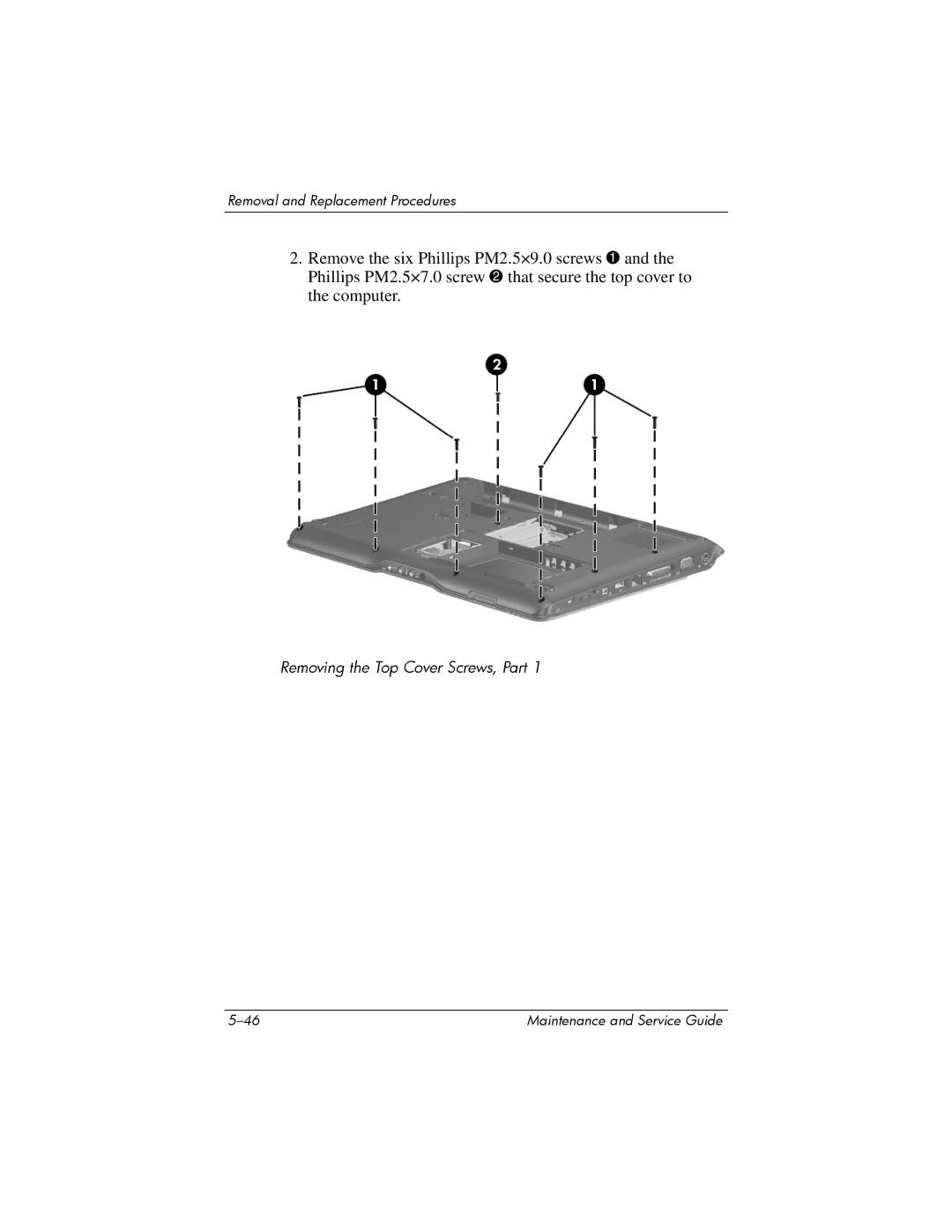 HP dv2000 dv2000 manual Removing the Top Cover Screws, Part 