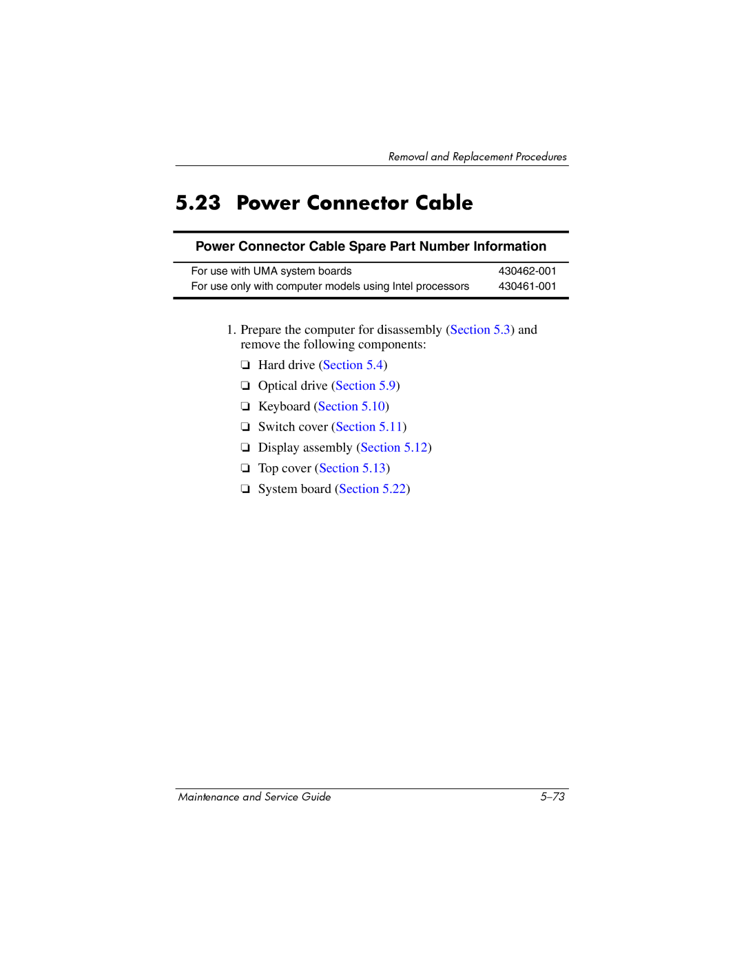 HP dv2000 dv2000 manual Power Connector Cable Spare Part Number Information 