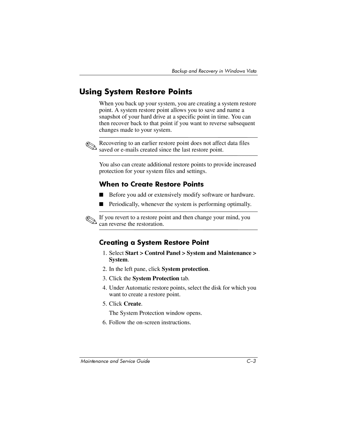 HP dv2000 dv2000 manual Select Start Control Panel System and Maintenance System 