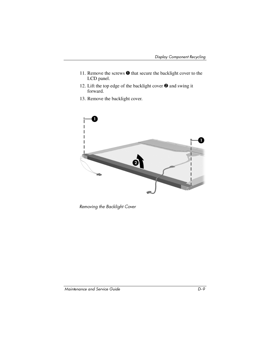 HP dv2000 dv2000 manual Removing the Backlight Cover 