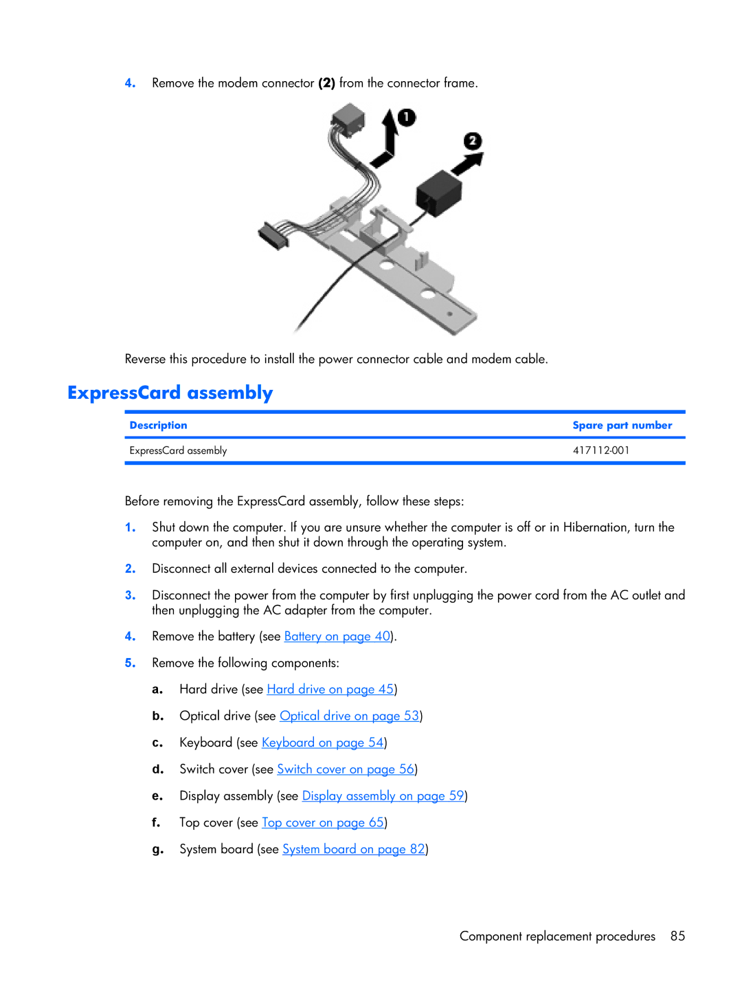 HP DV2500 manual ExpressCard assembly 