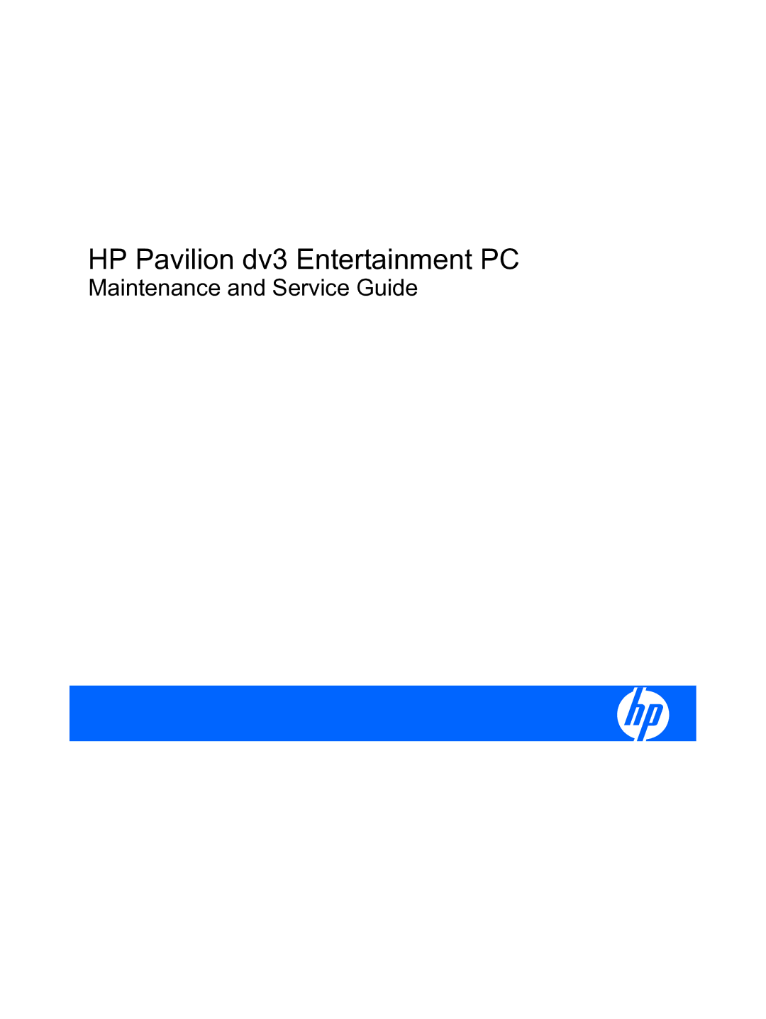 HP DV3 manual HP Pavilion dv3 Entertainment PC 