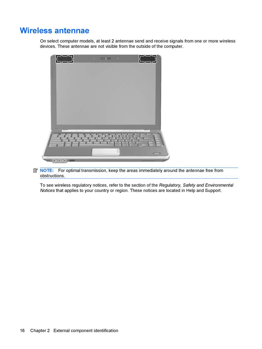 HP DV3000 manual Wireless antennae 