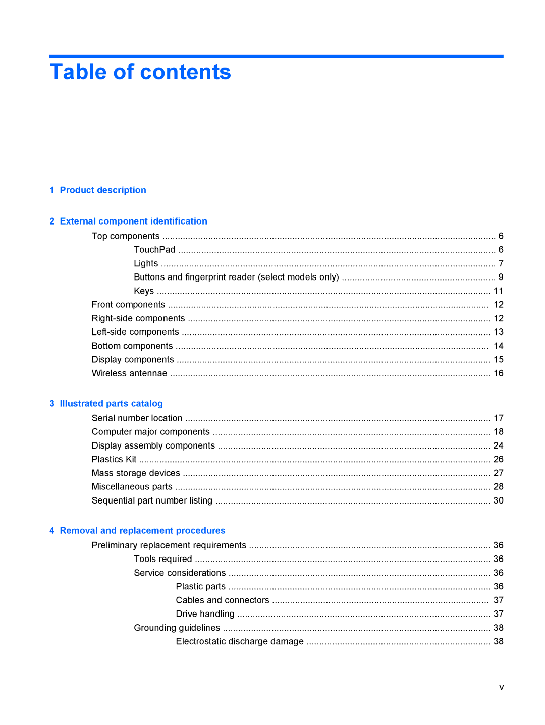 HP DV3000 manual Table of contents 