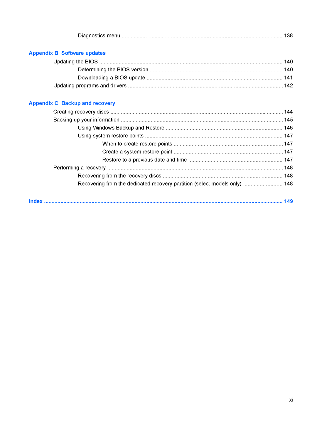 HP dv4-2160us manual 149 