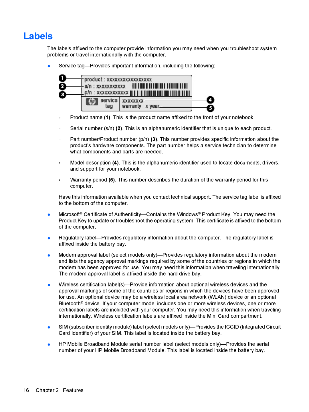 HP dv4-2160us manual Labels 