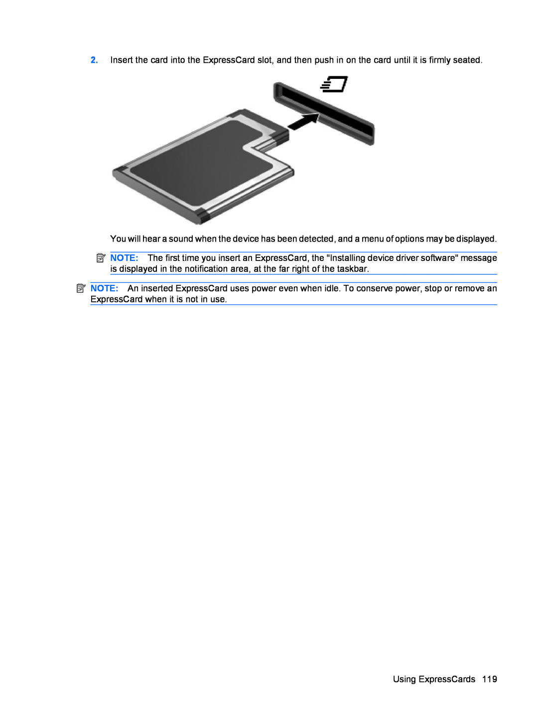 HP dv4-2160us manual Using ExpressCards 